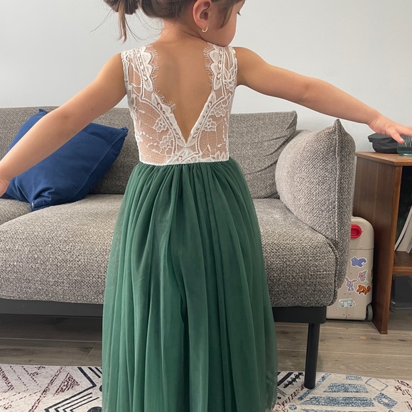 Flower Girl Dress - moss green - Picture 4 of 5